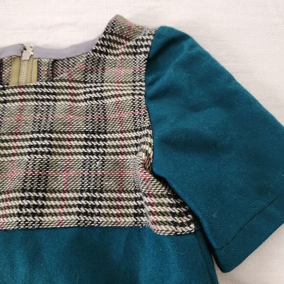 Vintage Green & Plaid Dress 4t - Picture 2 of 6